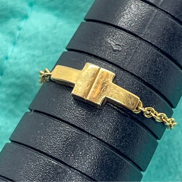 Tiffany & Co. T Two Chain Ring 18k Rose Gold Size 8 - Picture 4 of 10